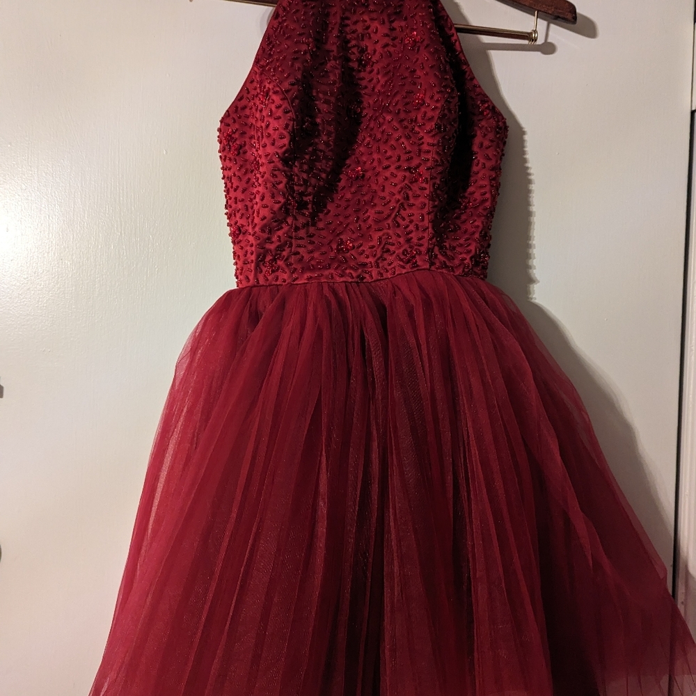 Red beaded dressy dress size 2 by Amaya
